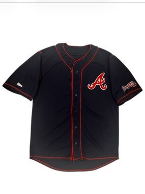 Atlanta Braves Baseball Jersey by Stitches Adult Medium MLB Blue Embroidered